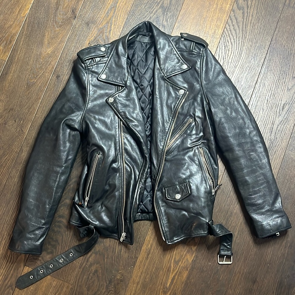 BLK DNM Leather Motorcycle Jacket Sz Large